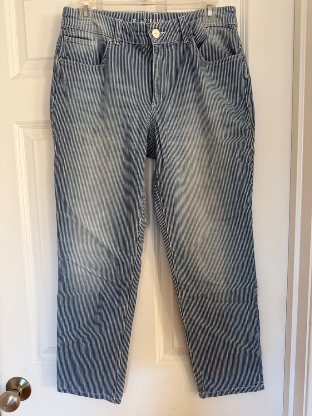 Chicos Platinum Striped Jeans